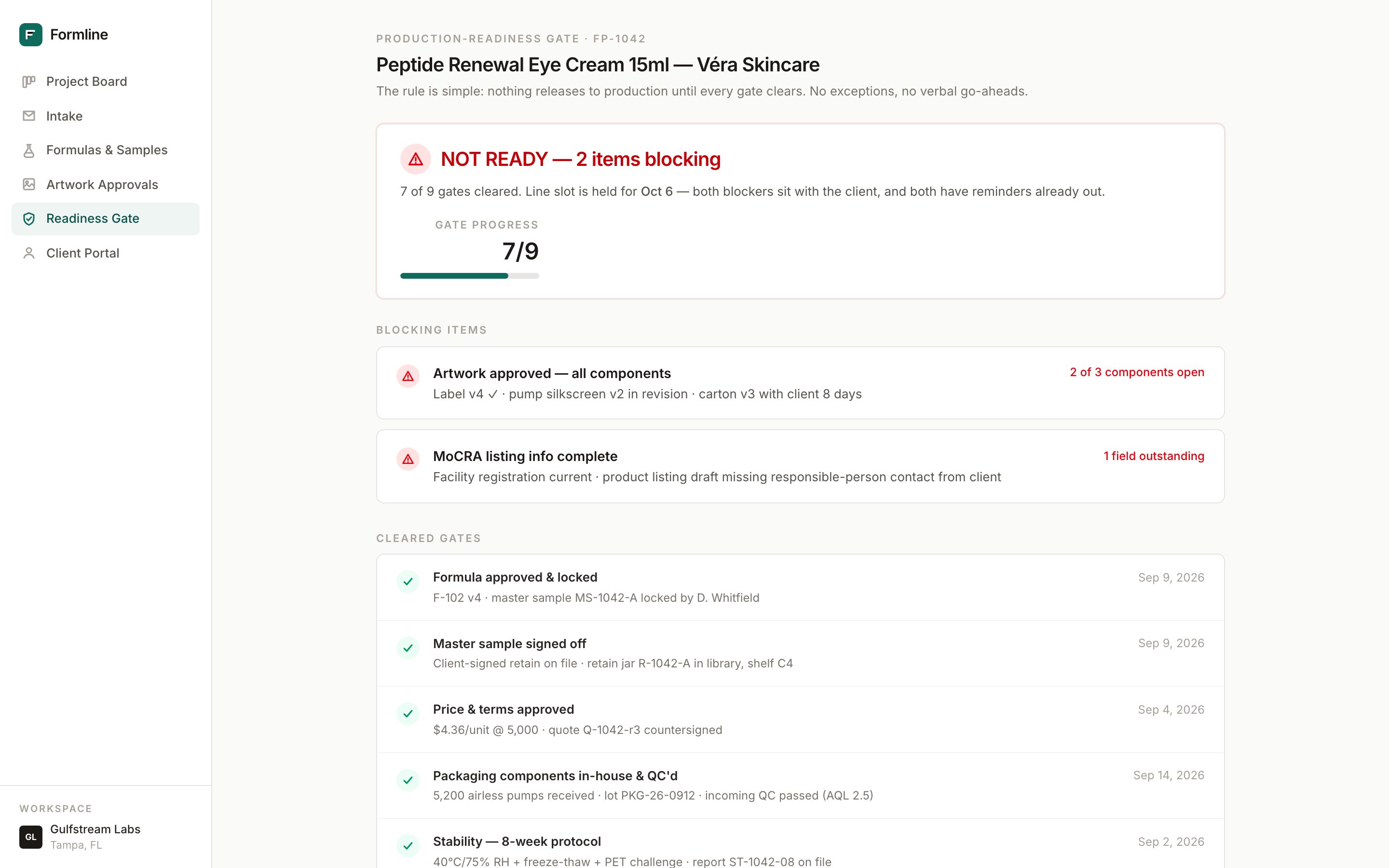 Formline — production readiness gate